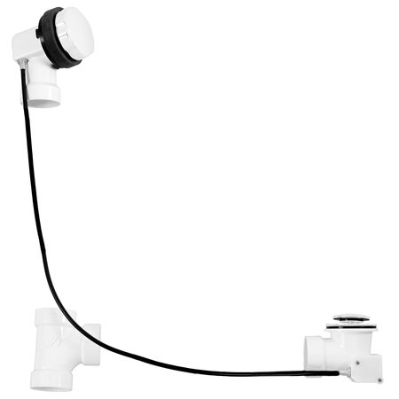 WESTBRASS PVC 45” Cable Drive Bath Waste & Overflow in Powdercoated White D50P45-50